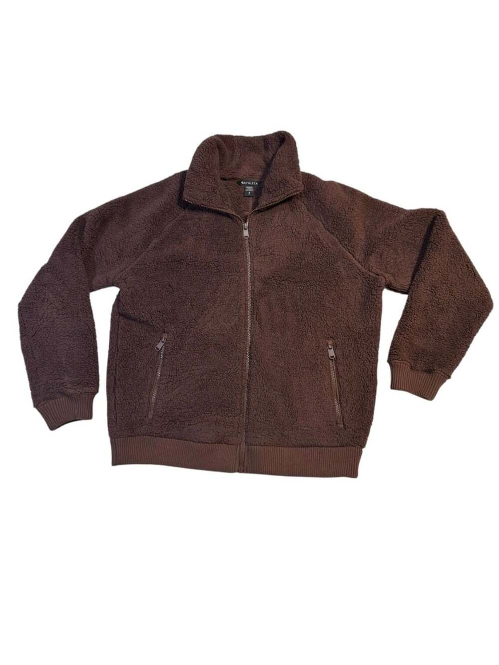 Athleta Tugga Sherpa Jacket Women’s Small Chocolate Brown Full Zip Fleece